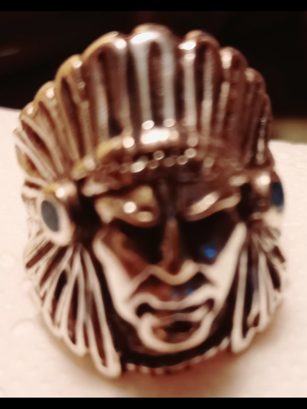 Antique Men's Sterling Silver Navaho Chief Ring - Sz.8